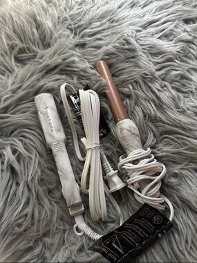 WHITEFOX Rose Gold Marble Mini Hair Set - Travel Curling Wand & Straightener